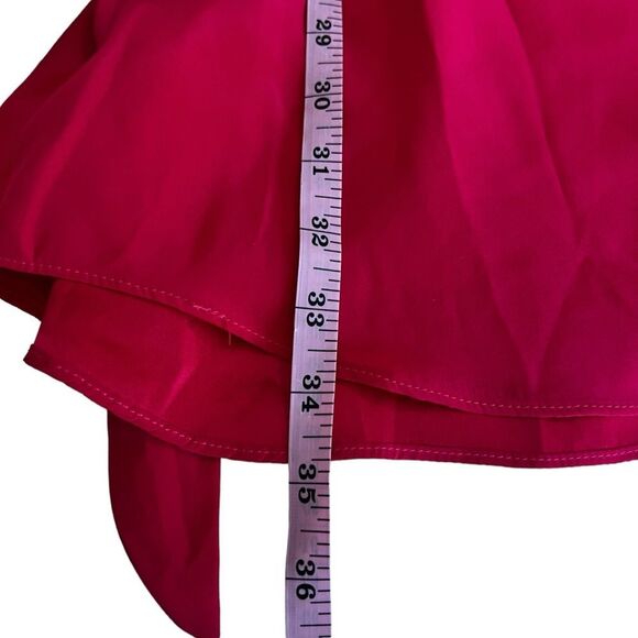 Amanda Uprichard 100% Silk Red Waist Tie Shirt Mini Dress Size Small - Picture 8 of 10